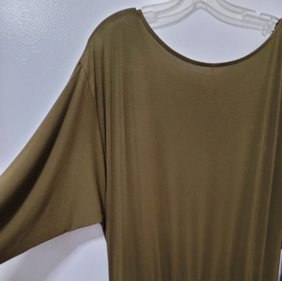 Free People Olive Asyssa Long Sleeve Jersey Maxi Wrap Dress Size Large - Picture 14 of 16